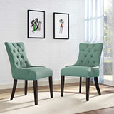 Set of 2 Button Tufted Fabric Dining Side Chairs with Nailhead Trim