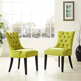 Set of 2 Button Tufted Fabric Dining Side Chairs with Nailhead Trim
