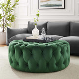 Large Round Tufted Velvet Ottoman – Upholstered 40 Inch