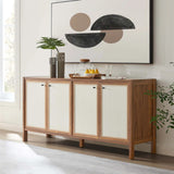 Modern Wood Grain Sideboard Storage Cabinet – Walnut 65 Inch