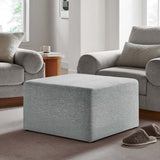 Square Woven Fabric Ottoman – Heathered Upholstered 28 Inch