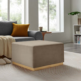 Square Velvet Upholstered Ottoman – Plinth Base 28 Inch