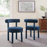 Set of 2 Performance Velvet Circular Dining Chairs with Bolster Backrest