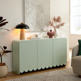 Fluted Scalloped Sideboard Storage Cabinet – Wood Finish 56 Inch