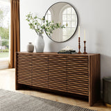 Slatted Wave 4-Door Sideboard – Walnut 66 Inch