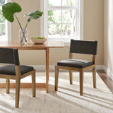 Fabric Upholstered Armless Dining Chair – Natural Wood 32 Inch