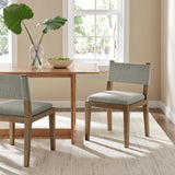 Fabric Upholstered Armless Dining Chair – Natural Wood 32 Inch