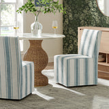 Striped Slipcovered Parsons Dining Side Chair with Hidden Casters