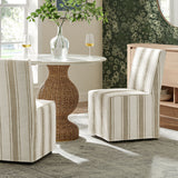 Striped Slipcovered Parsons Dining Side Chair with Hidden Casters
