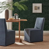 Linen-Blend Slipcovered Rolling Dining Side Chair