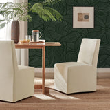 Linen-Blend Slipcovered Rolling Dining Side Chair