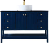 Ralph 48 Inch Blue Vessel Sink Bathroom Vanity with Glass Top