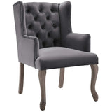 French Vintage Button Tufted Performance Velvet Dining Armchair