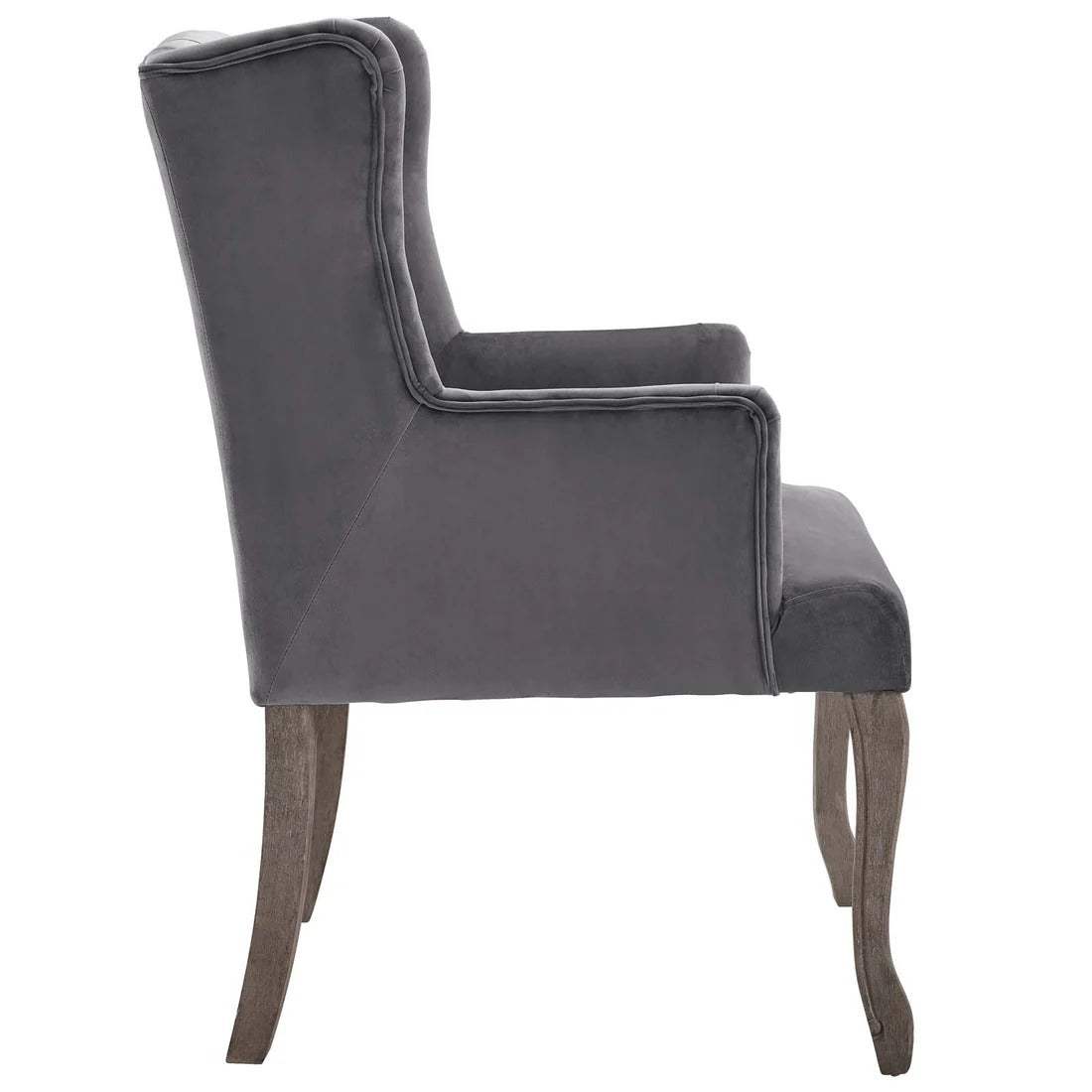 French Vintage Button Tufted Performance Velvet Dining Armchair