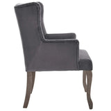 French Vintage Button Tufted Performance Velvet Dining Armchair