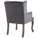 French Vintage Button Tufted Performance Velvet Dining Armchair