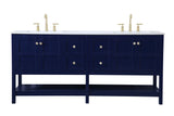 Theo 72 Inch Blue Double Sink Bathroom Vanity with Quartz Top