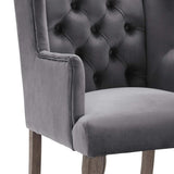 French Vintage Button Tufted Performance Velvet Dining Armchair