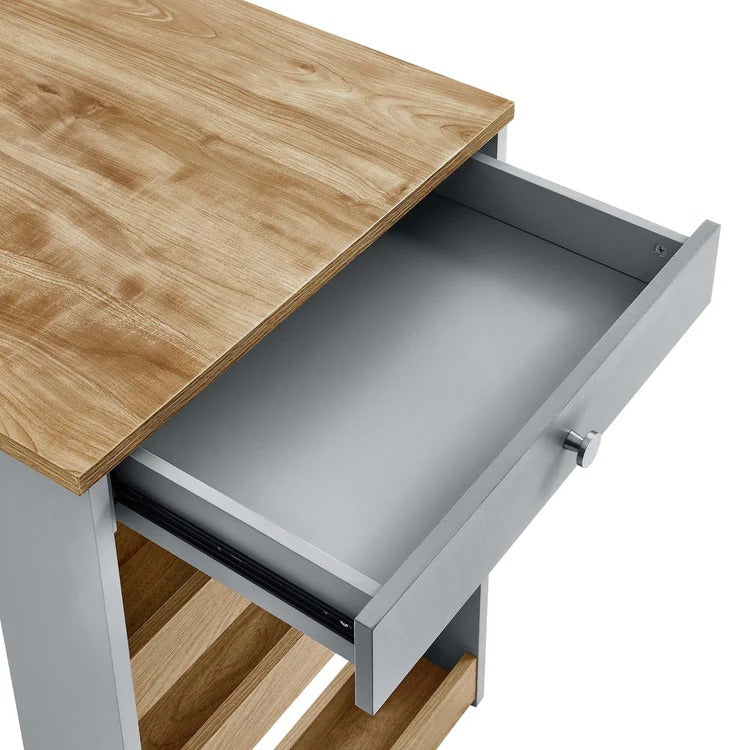 Modern Oak Gray 3-Piece Kitchen Island and Stool Set – 47 Inch