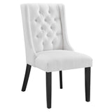Button Tufted Fabric Dining Side Chair with Wood Legs