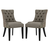 Set of 2 Button Tufted Fabric Dining Side Chairs with Nailhead Trim
