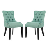 Set of 2 Button Tufted Fabric Dining Side Chairs with Nailhead Trim