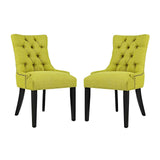 Set of 2 Button Tufted Fabric Dining Side Chairs with Nailhead Trim
