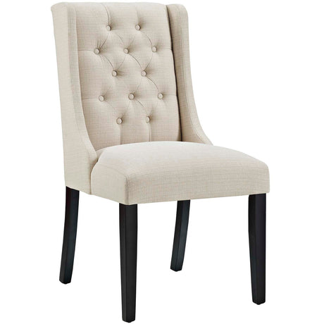 Button Tufted Fabric Dining Chair Set with Wood Legs – Set of 4
