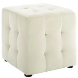 Tufted Cube Velvet Ottoman – 15 Inch Upholstered