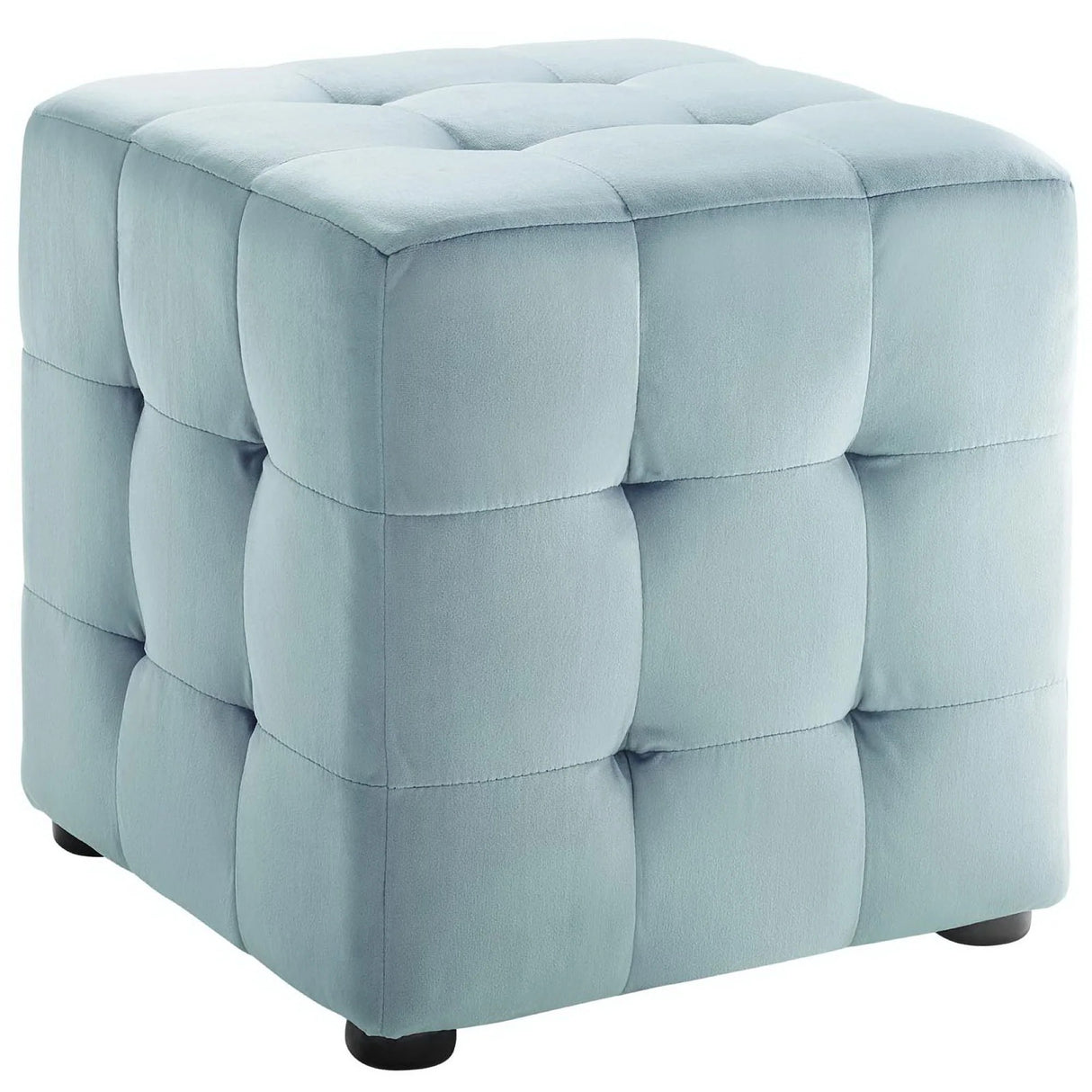 Tufted Cube Velvet Ottoman – 15 Inch Upholstered