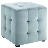 Tufted Cube Velvet Ottoman – 15 Inch Upholstered
