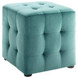 Tufted Cube Velvet Ottoman – 15 Inch Upholstered
