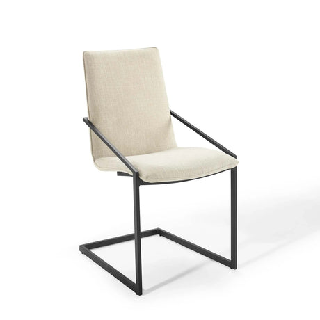 Upholstered Fabric Dining Armchair with Geometric Metal Frame