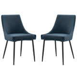 Upholstered Fabric Dining Chair Set with Tapered Metal Legs