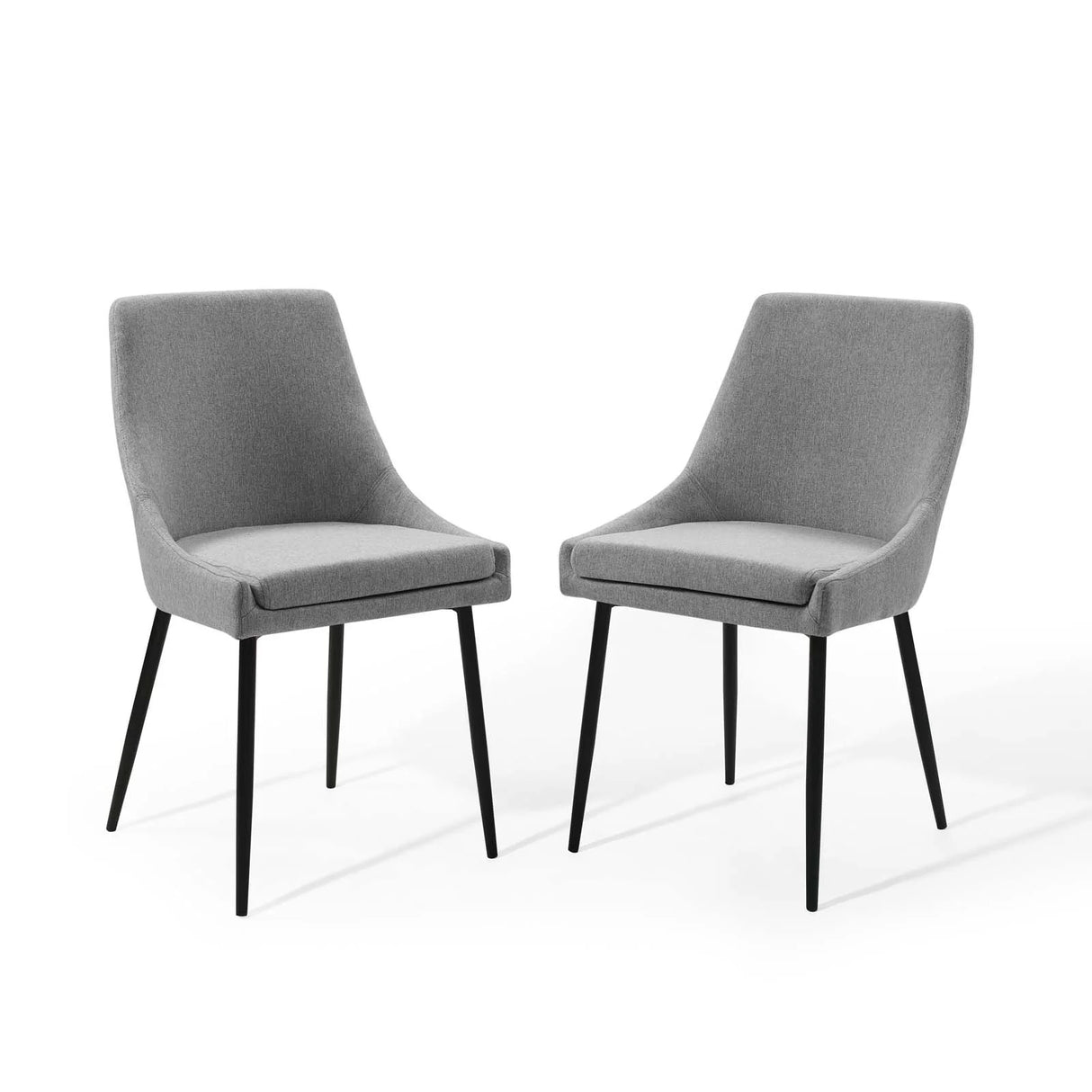 Upholstered Fabric Dining Chair Set with Tapered Metal Legs