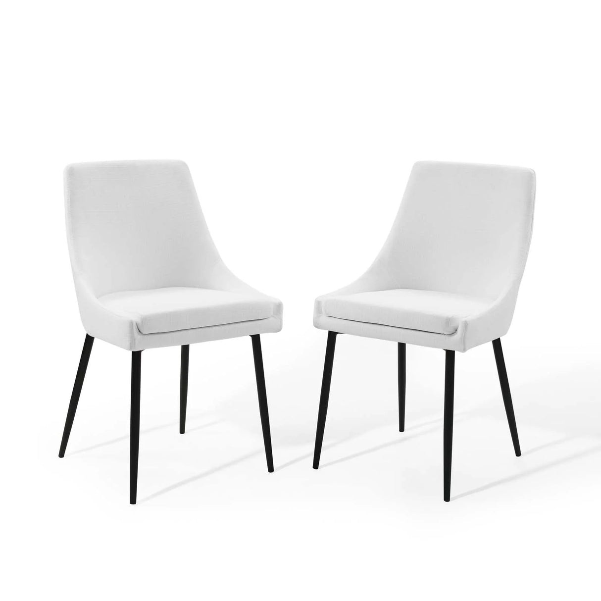 Upholstered Fabric Dining Chair Set with Tapered Metal Legs