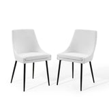 Upholstered Fabric Dining Chair Set with Tapered Metal Legs