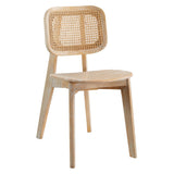 Wood Dining Side Chair with Woven Rattan Cane Back