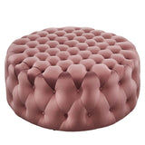 Large Round Tufted Velvet Ottoman – Upholstered 40 Inch