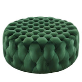 Large Round Tufted Velvet Ottoman – Upholstered 40 Inch