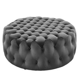 Large Round Tufted Velvet Ottoman – Upholstered 40 Inch