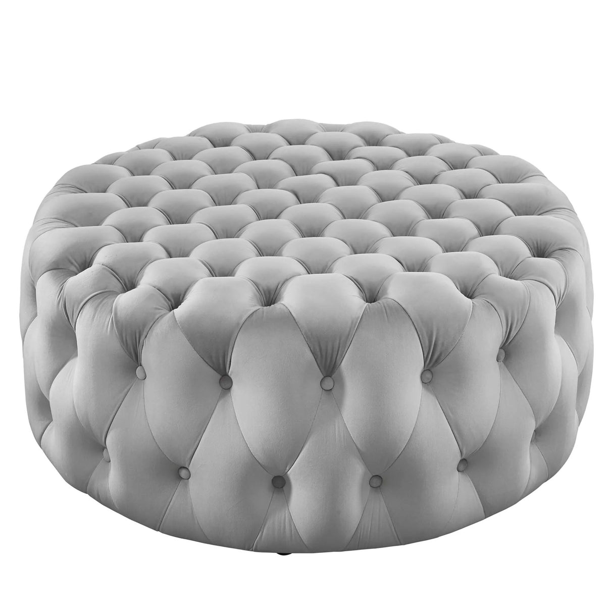 Large Round Tufted Velvet Ottoman – Upholstered 40 Inch