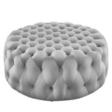 Large Round Tufted Velvet Ottoman – Upholstered 40 Inch