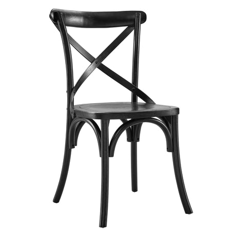 Elm Wood Farmhouse Dining Side Chair with X-Brace Back