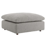 Contemporary Overstuffed Boucle Upholstered Ottoman – 40 Inch