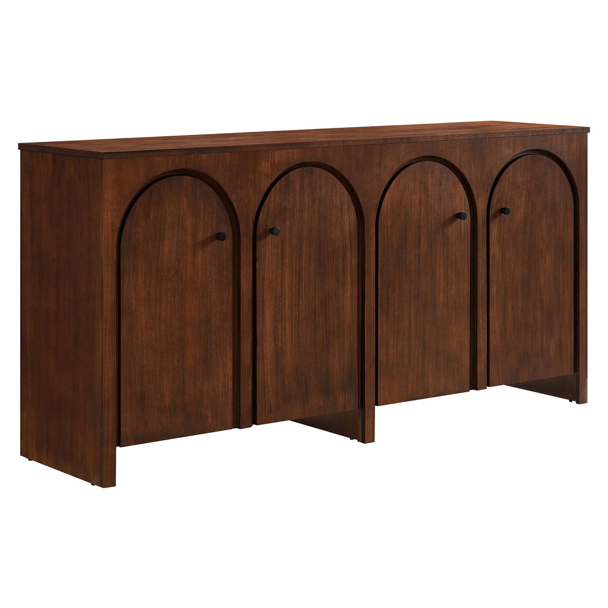 Modern Arched 4-Door Wood Grain Storage Cabinet – 71 Inch