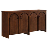 Modern Arched 4-Door Wood Grain Storage Cabinet – 71 Inch
