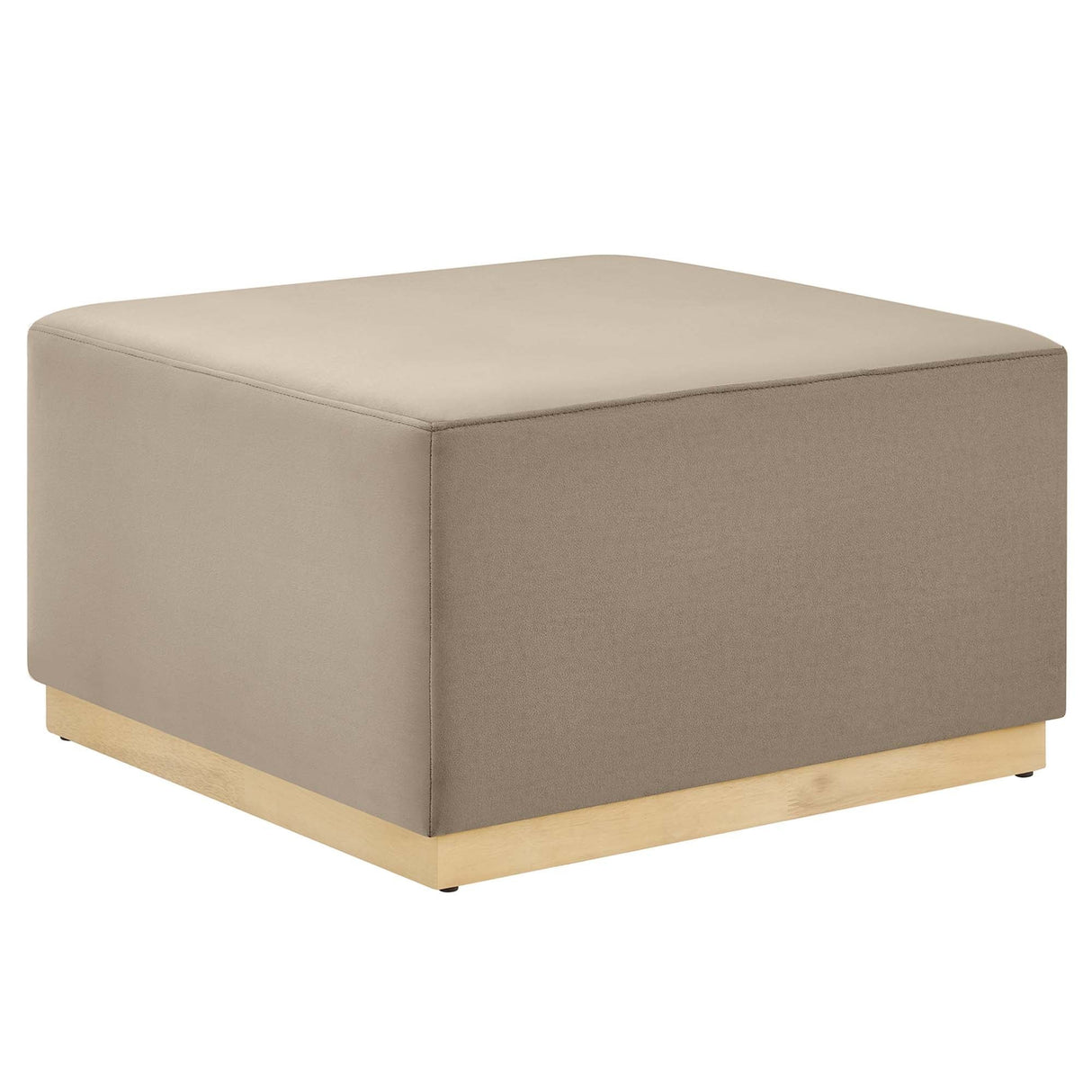 Square Velvet Upholstered Ottoman – Plinth Base 28 Inch