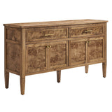 Burl Wood Sideboard Storage Cabinet with Drawers – Wood Finish 62 Inch