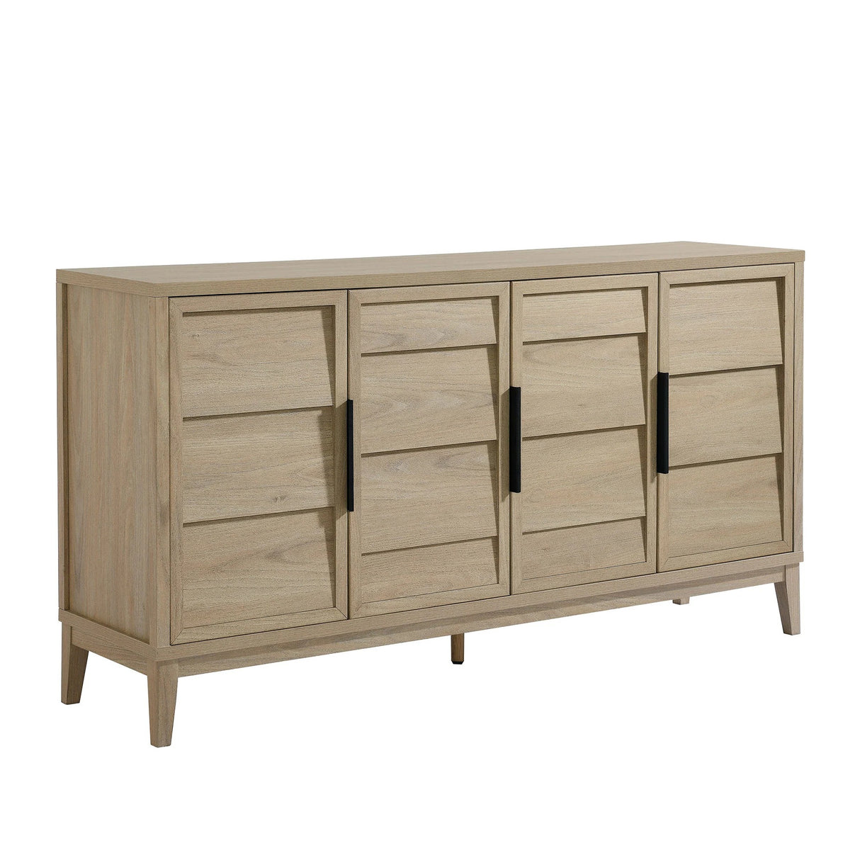 Modern Horizontal 4-Door Sideboard – Wood Grain 59 Inch